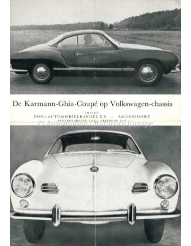 1955 VOLKSWAGEN KARMANN GHIA PROSPEKT NIEDERLANDISCH