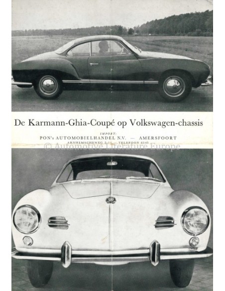 1955 VOLKSWAGEN KARMANN GHIA BROCHURE DUTCH