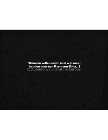 1969 VOLKSWAGEN KARMANN GHIA BROCHURE NEDERLANDS