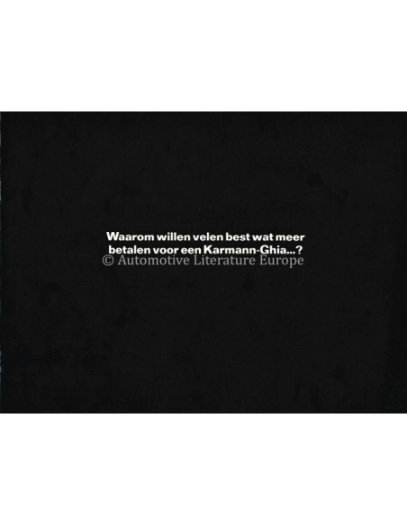 1969 VOLKSWAGEN KARMANN GHIA BROCHURE NEDERLANDS