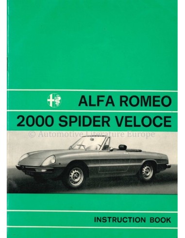 1977 ALFA ROMEO SPIDER 2000 VELOCE BETRIEBSANLEITUNG ENGLISCH