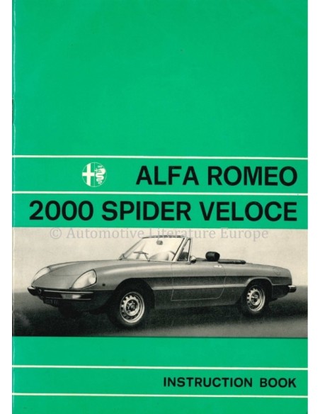 1977 ALFA ROMEO SPIDER 2000 VELOCE OWNERS MANUAL ENGLISH