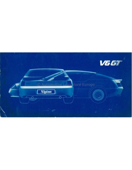 1985 ALPINE V6 GT BETRIEBSANLEITUNG