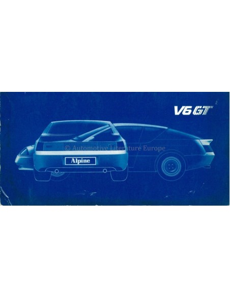 1985 ALPINE V6 GT OWNERS MANUAL
