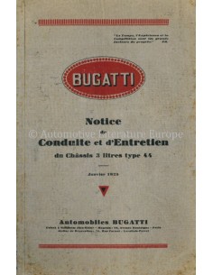 1929 BUGATTI TYPE 44 3-LITRES OWNERS MANUAL FRENCH