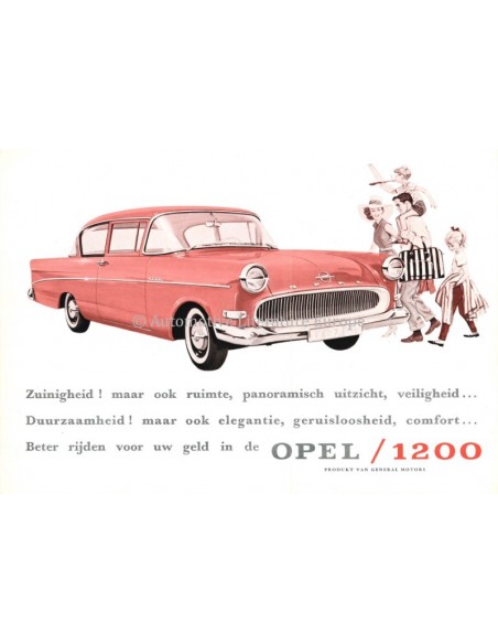 1959 OPEL 1200 DATENBLATT NIEDERLÄNDISCH