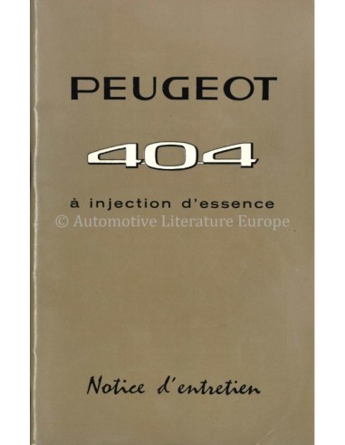 1968 PEUGEOT 404 INJECTIE INSTRUCTIEBOEKJE FRANS