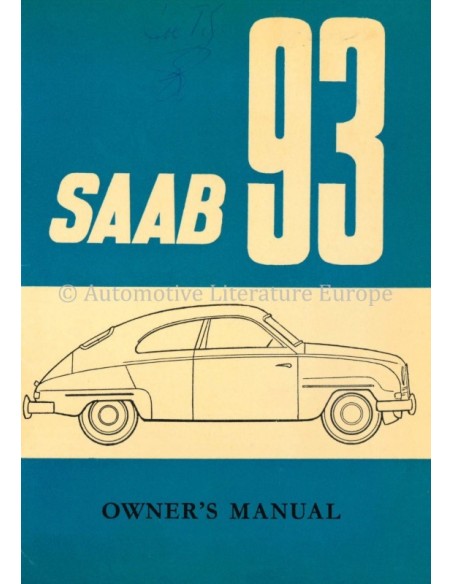 1958 SAAB 93 OWNERS MANUAL HANDBOOK ENGLISH