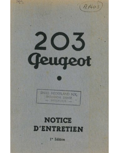 1949 PEUGEOT 203 BETRIEBSANLEITUNG FRANZÖSISCH