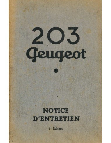 1949 PEUGEOT 203 INSTRUCTIEBOEKJE FRANS