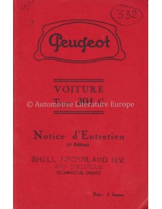 1935 PEUGEOT 301C INSTRUCTIEBOEKJE FRANS