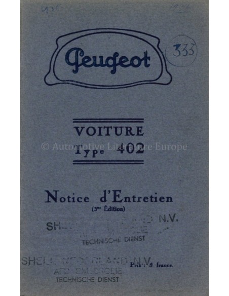 1936 PEUGEOT 402 OWNERS MANUAL FRENCH