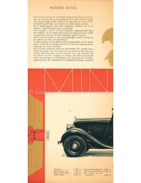 1934 MINERVA M4 12HP BROCHURE DUTCH