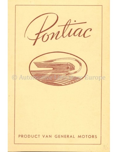 1936 PONTIAC PRICE LIST BROCHURE DUTCH