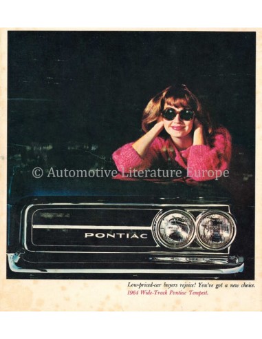 1964 PONTIAC TEMPEST WIDE-TRACK MODELLEN BROCHURE ENGELS