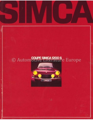 1968 SIMCA 1200 S COUPE BROCHURE NEDERLANDS