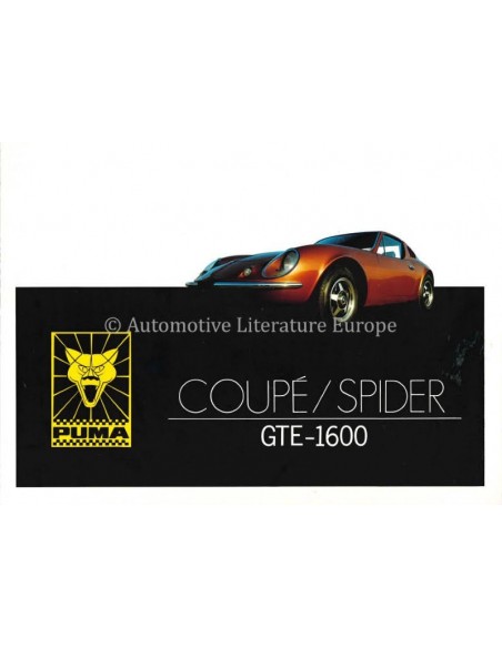 1973 PUMA 1600 GTE COUPE / SPIDER BROCHURE ENGLISH