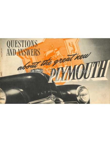 1949 PLYMOUTH DE LUXE QUESTIONS AND ANSWERS BROCHURE ENGELS