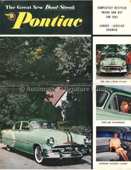 1953 PONTIAC CHIEFTAIN / CATALINA PROGRAMMA BROCHURE ENGELS