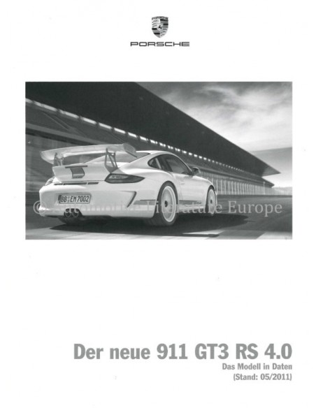 2011 PORSCHE 911 GT3 RS 4.0 HARDCOVER BROCHURE DUITS