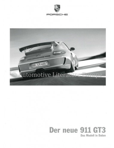2009 PORSCHE 911 GT3 TECHNISCHE GEGEVENS DUITS