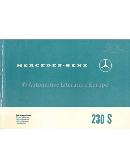 1965 MERCEDES BENZ 230 S OWNERS MANUAL