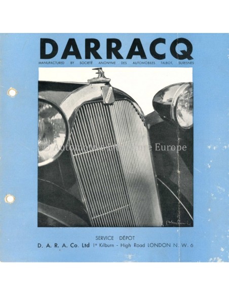 1939 DARRACQ BROCHURE ENGLISH