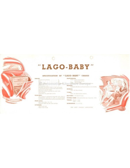1950 TALBOT-LAGO BABY BROCHURE ENGLISH