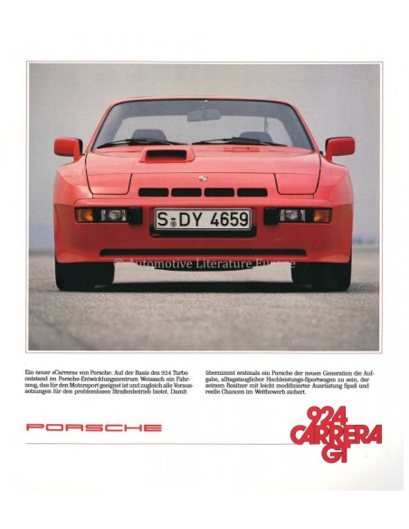 1981 PORSCHE 924 CARRERA GT BROCHURE GERMAN