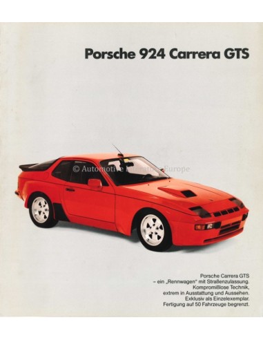 1981 PORSCHE 924 CARRERA GTS BROCHURE DUITS