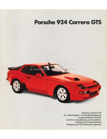 1981 PORSCHE 924 CARRERA GTS BROCHURE DUITS