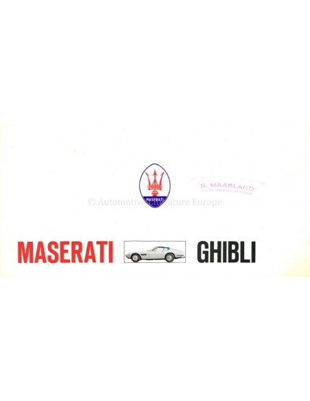1970 MASERATI GHIBLI BROCHURE