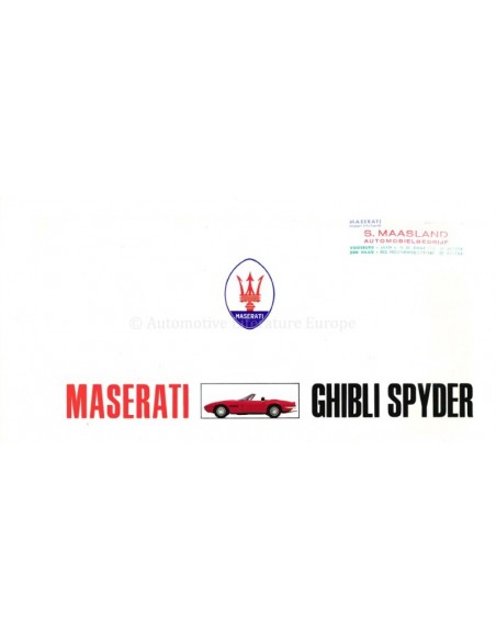 1969 MASERATI GHIBLI SPYDER BROCHURE