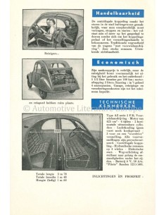 1954 CITROEN 2CV DATENBLATT  NIEDERLÄNDISCH 2