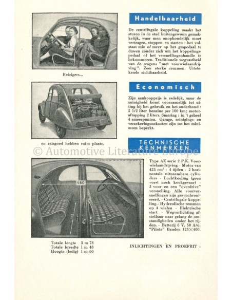 1954 CITROEN 2CV LEAFLET NEDERLANDS