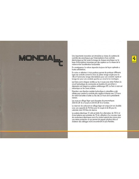 1989 FERRARI MONDIAL T PERSMAP FRANS 545/89