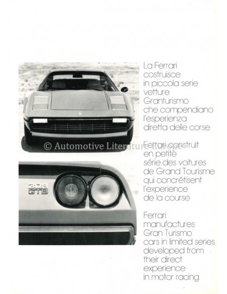 1975 FERRARI 308 GTB BROCHURE 111/75