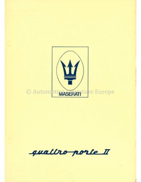 1974 MASERATI QUATTROPORTE II TECHNISCHE BROCHURE 'SCHAARS'