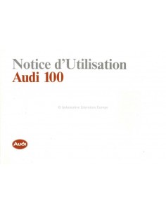 1989 AUDI 100 BETRIEBSANLEITUNG FRANZÖSISCH