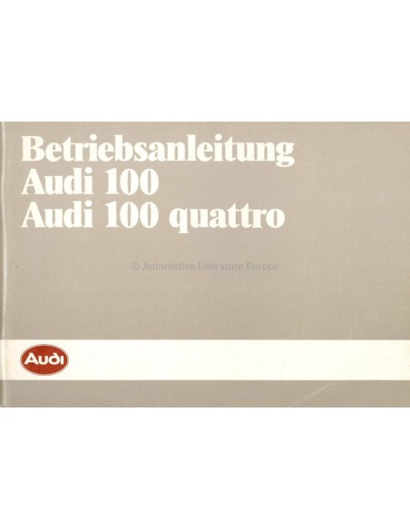 1985 AUDI 100 OWNERS MANUAL HANDBOOK GERMAN