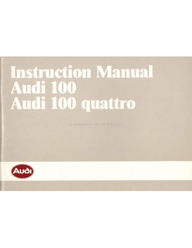 1986 AUDI 100 & 100 QUATTRO OWNERS MANUAL HANDBOOK ENGLISH