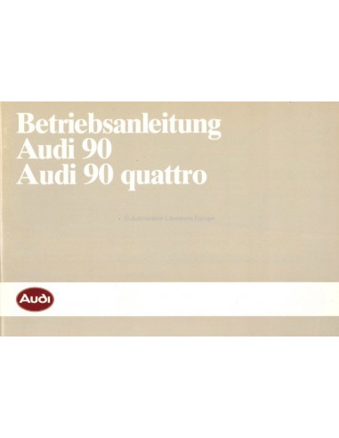 1985 AUDI 90 & 90 QUATTRO OWNERS MANUAL HANDBOOK GERMAN