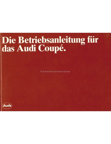 1982 AUDI COUPÉ BETRIEBSANLEITUNG DEUTSCH