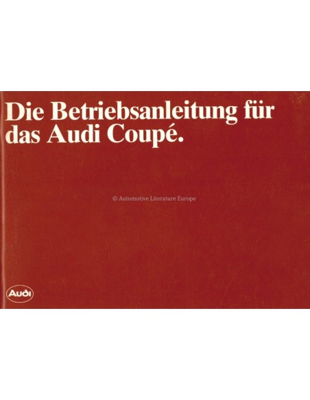 1982 AUDI COUPÉ OWNERS MANUAL HANDBOOK GERMAN
