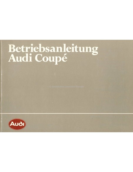 1984 AUDI COUPÉ OWNERS MANUAL HANDBOOK GERMAN
