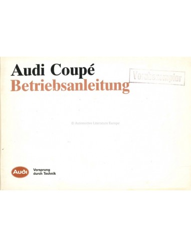 1986 AUDI COUPÉ OWNERS MANUAL HANDBOOK GERMAN