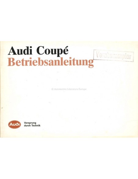 1986 AUDI COUPÉ BETRIEBSANLEITUNG DEUTSCH