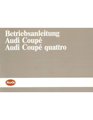 1986 AUDI COUPÉ & COUPÉ QUATTRO OWNERS MANUAL GERMAN
