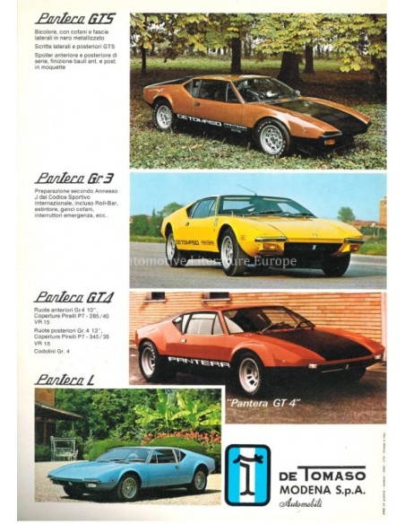 1979 DE TOMASO PANTERA GTS BROCHURE