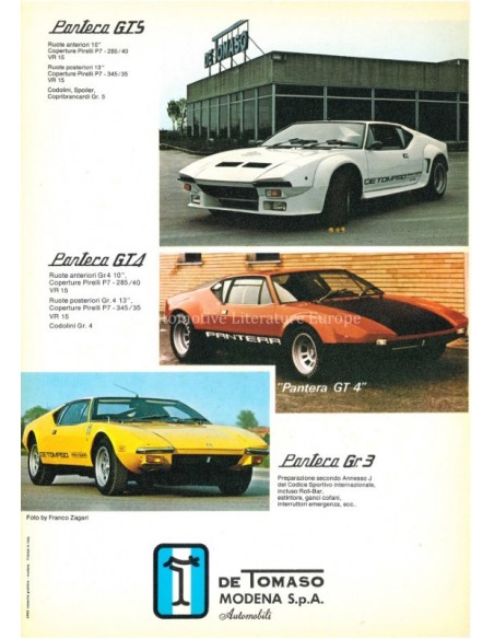 1980 DE TOMASO PANTERA GTS PROSPEKT